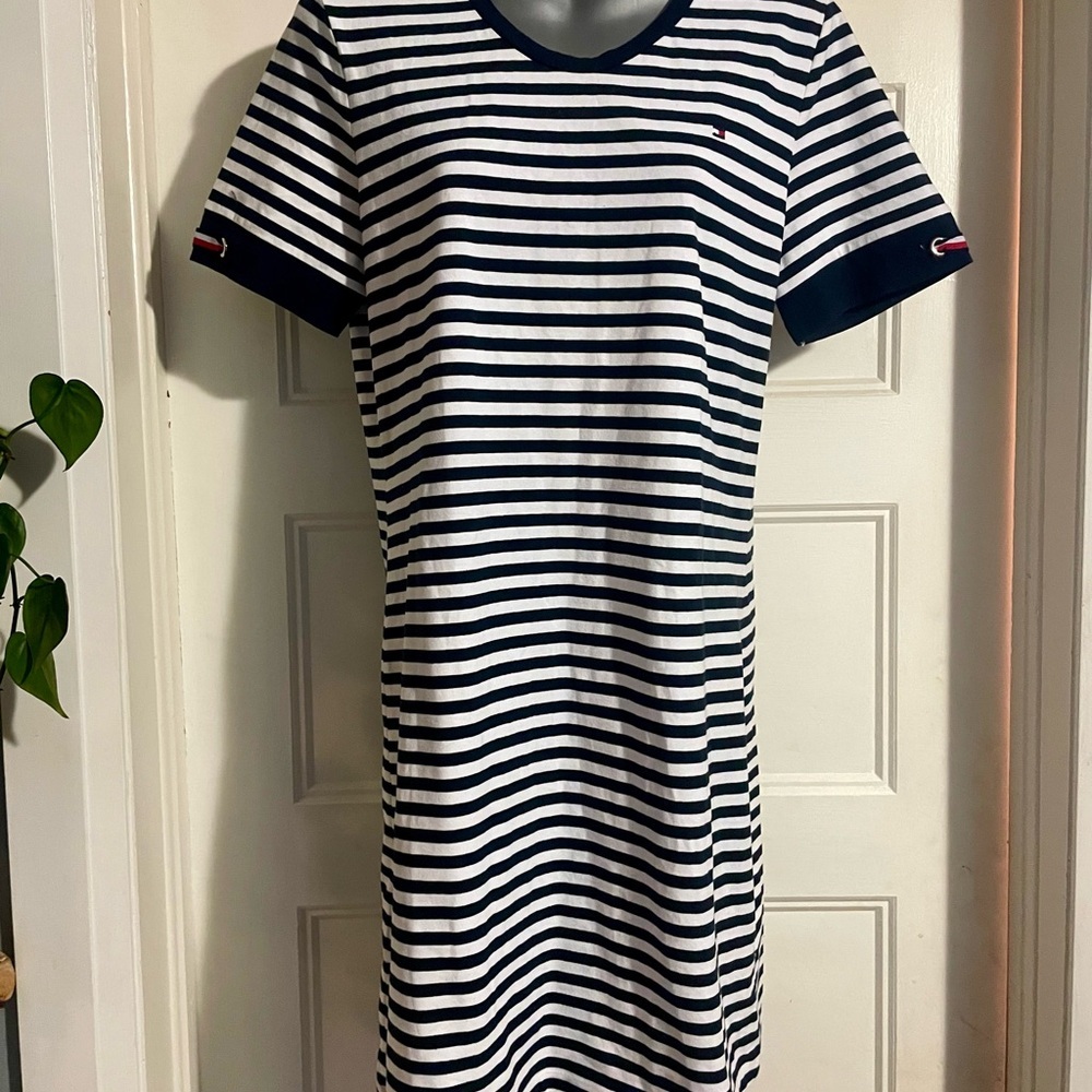 Tommy Hilfiger Black and White Striped Mini Dress size medium. New with tags.